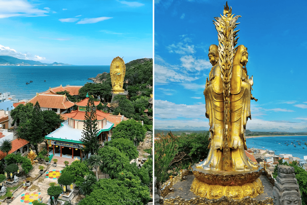 Visitors have the chance to admire Vietnam’s largest twin Buddha statues at Ngoc Hoa Monastic (Source: Đình Phòng Photophone)